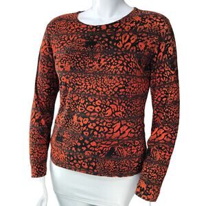 Chicos Design Womens Size 2 US 12 Slinky Knit Long Top Sleeve Animal Print